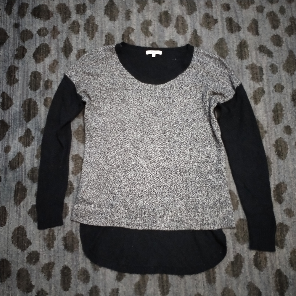 Madewell Gray and Black Low High Knit Sweater sz S